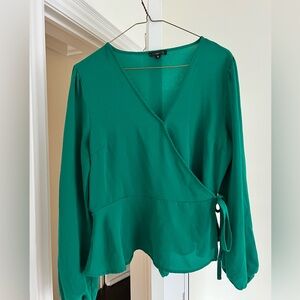 Dynamite Green Wrap Tie Front Blouse